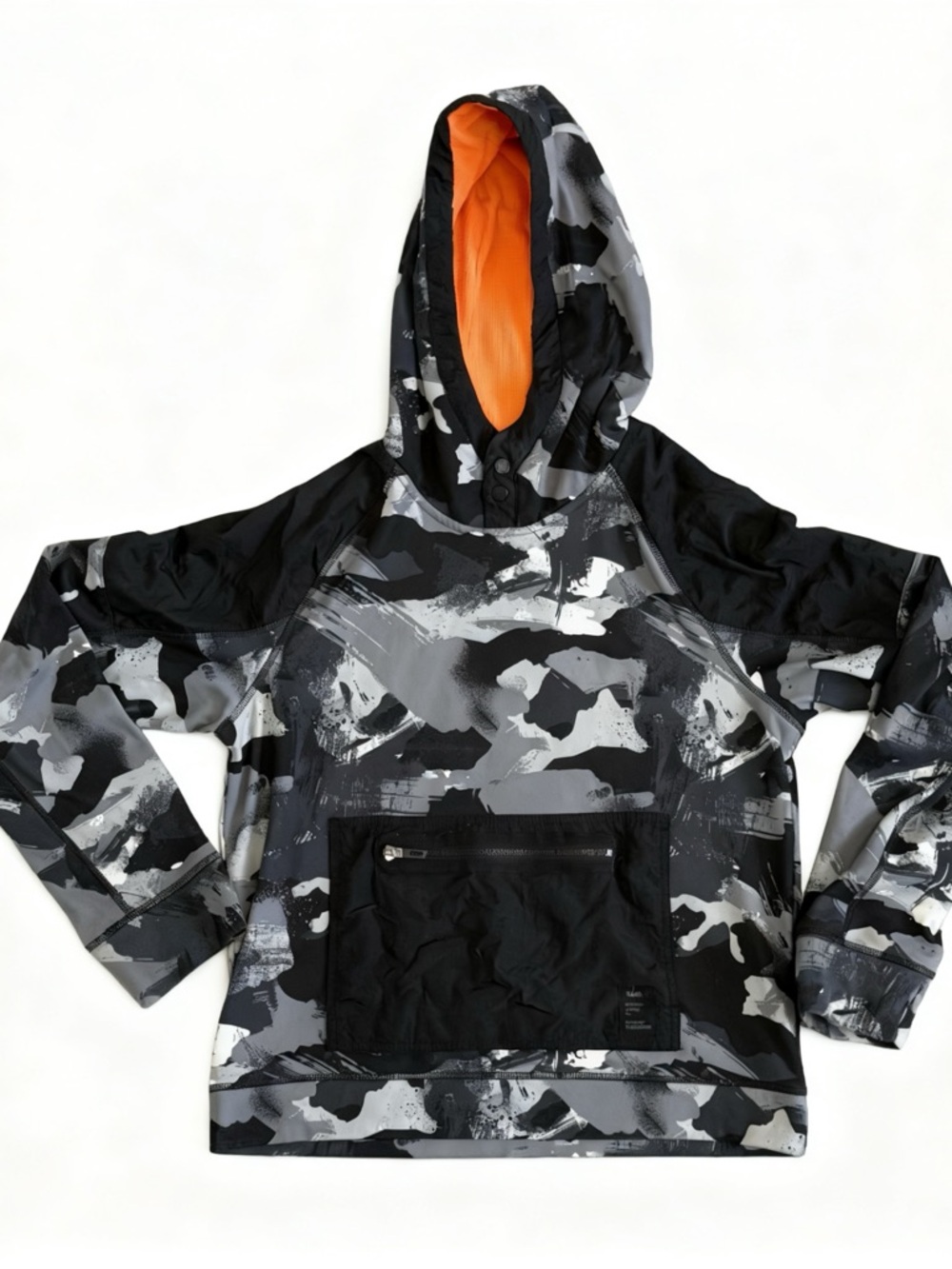 Athletic Works Dri-Works Hoodie XL (14-16) Camo Black Gray Performance Pullover